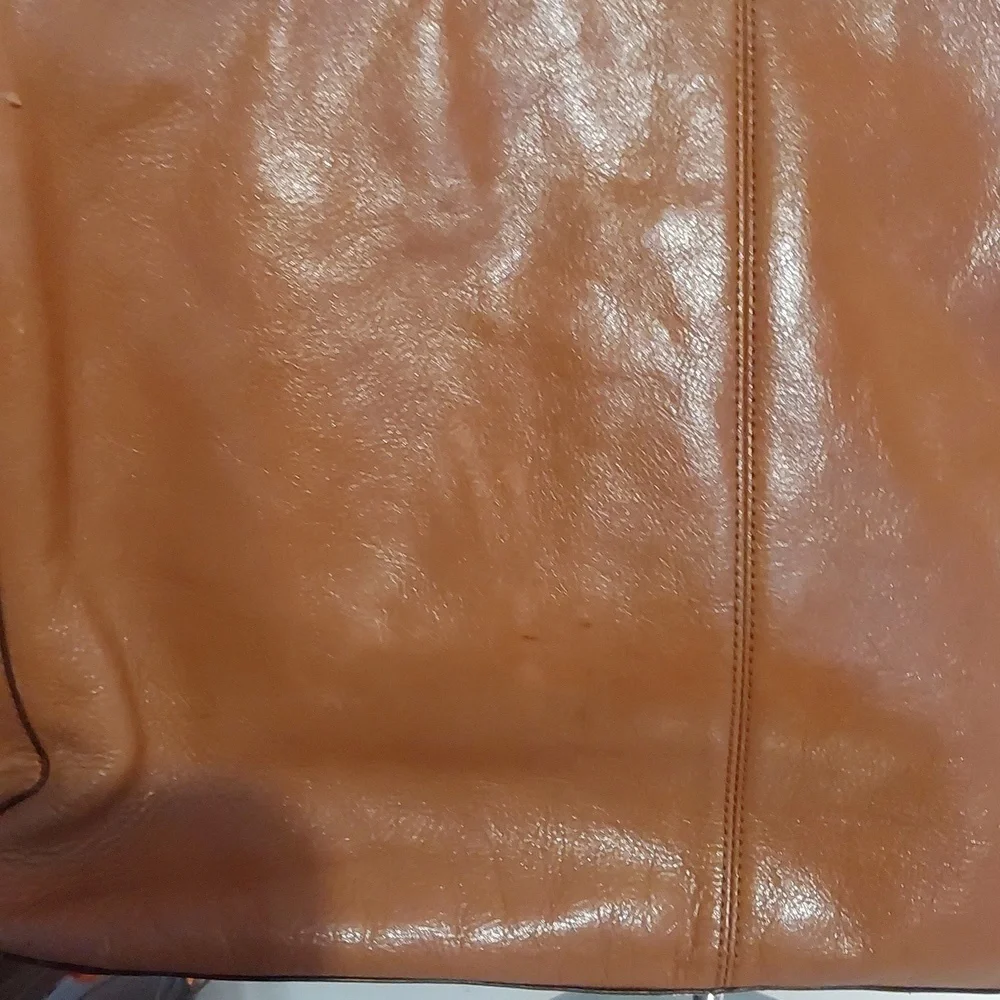 Hobo Womens Vintage Tan Orange Leather Zipper Tote Bag Minimalist Large